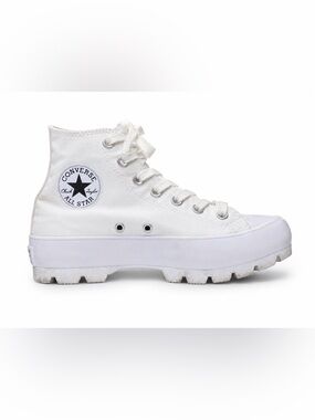 Converse White High Top Platform Lug-Sole Sneakers Size 8